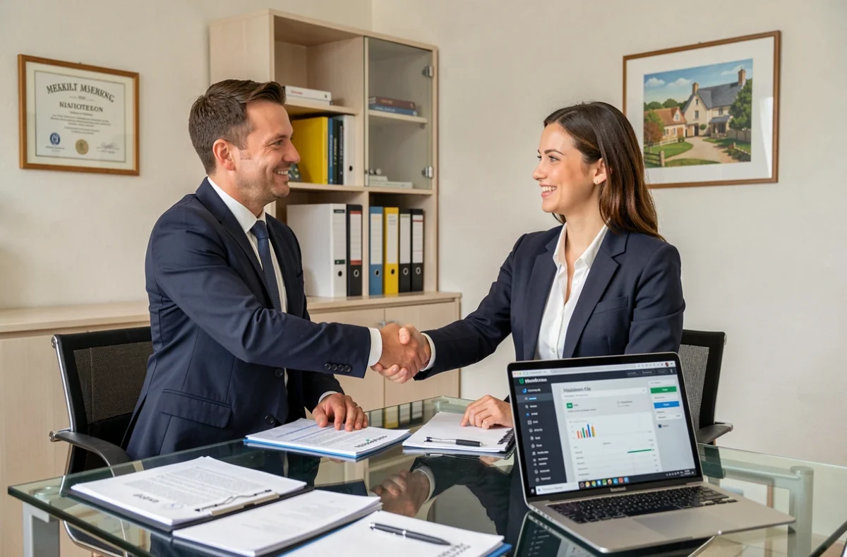 Deux experts-comptables de Baker Tilly Strego à Maintenon se serrant la main lors d'un rendez-vous professionnel