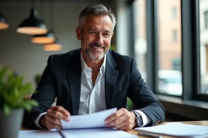 Homme entrepreneur en blazer dans un bureau moderne