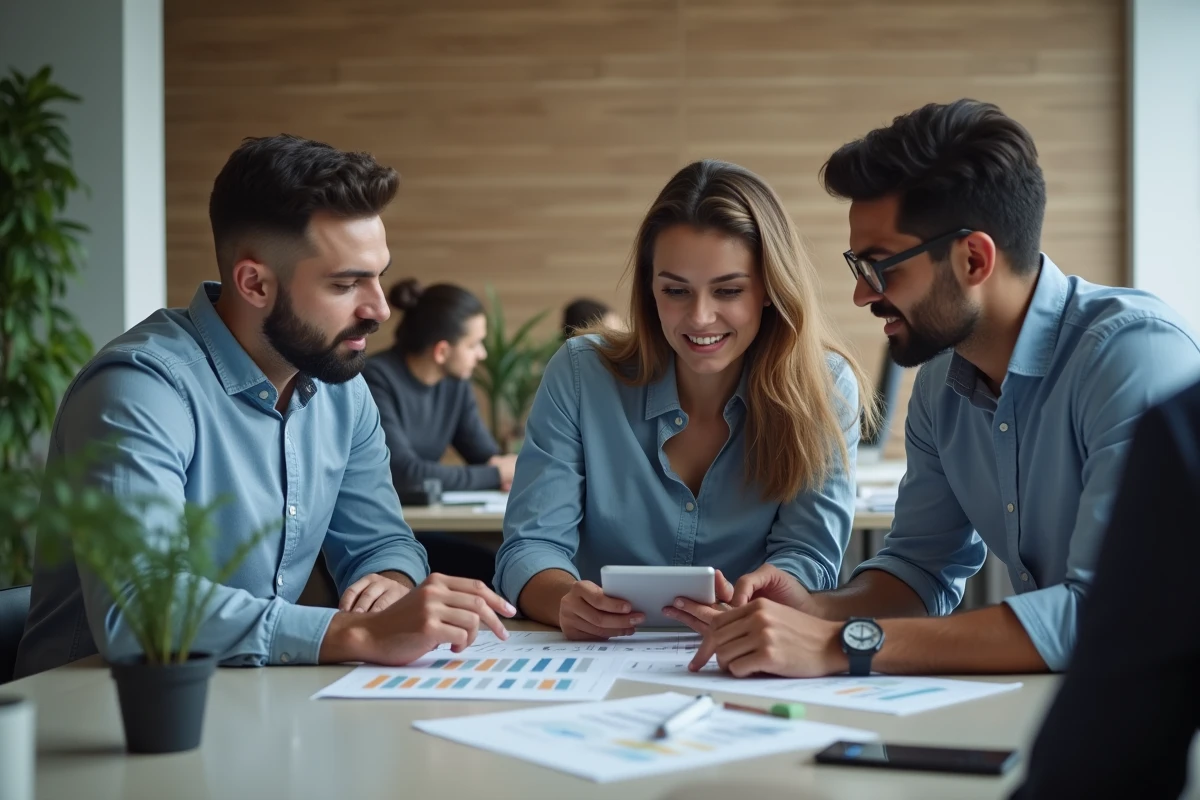 Groupe de collègues discutant de leads qualifiés