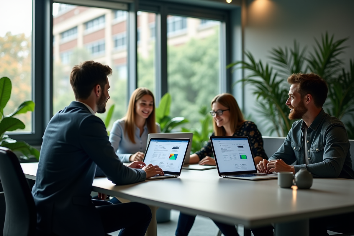 Equipe de travail collaborant autour d