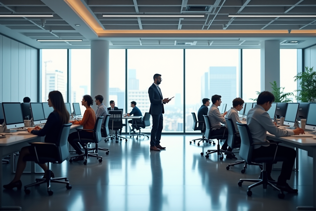 Espace de bureau moderne avec professionnels collaborant