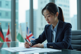 Femme d'affaires asiatique dans un bureau moderne