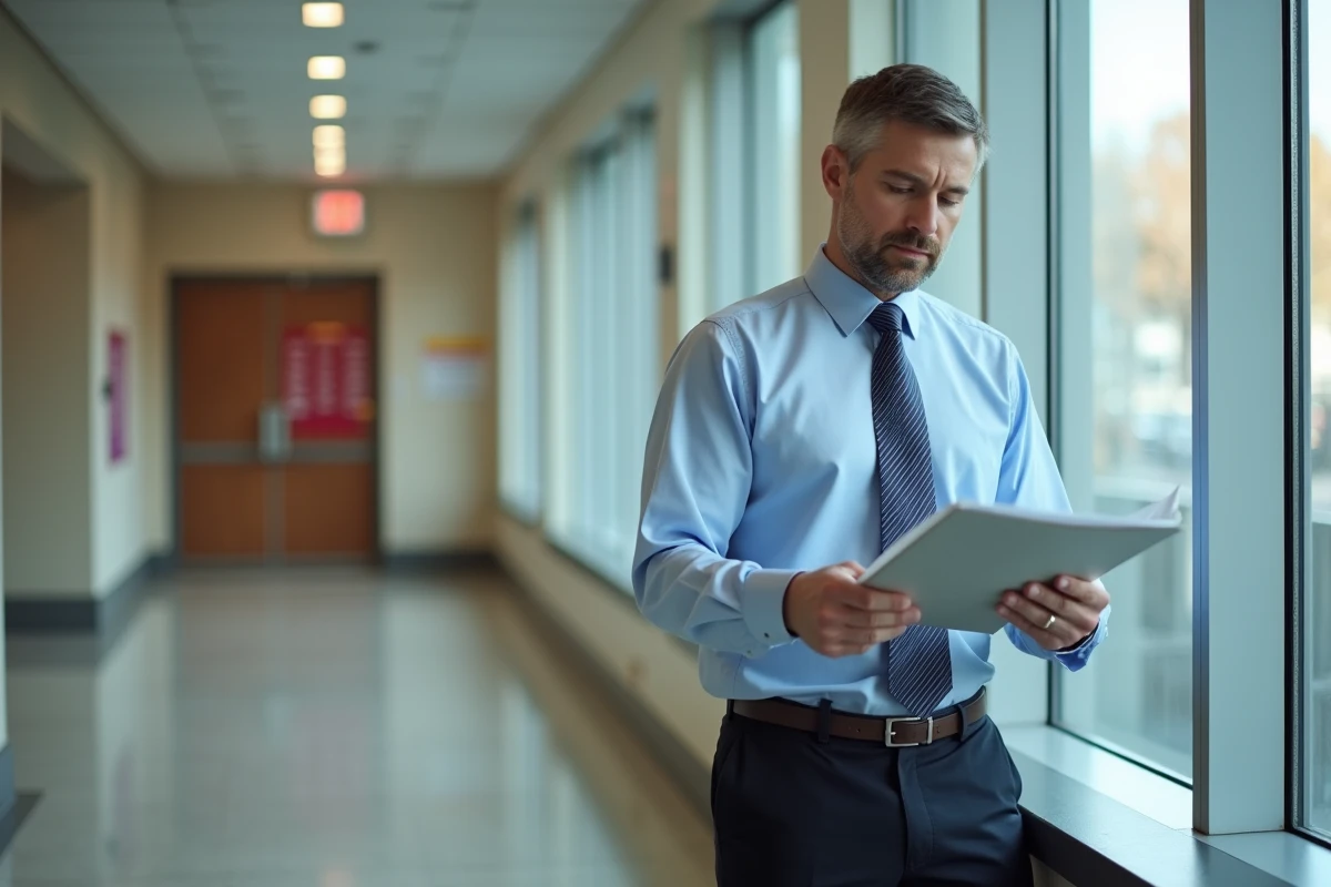 Homme d âge moyen dans un hall administratif