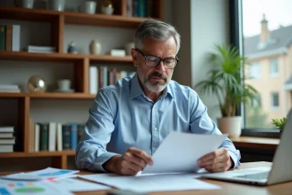 Homme d'âge moyen travaillant dans un bureau à domicile