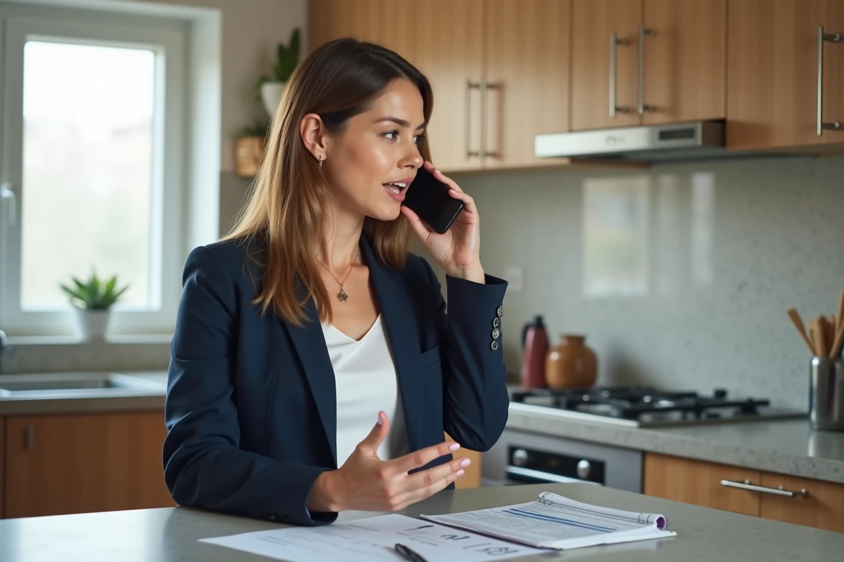 Femme contactant un professionnel par téléphone pour se rétracter d'un devis signé